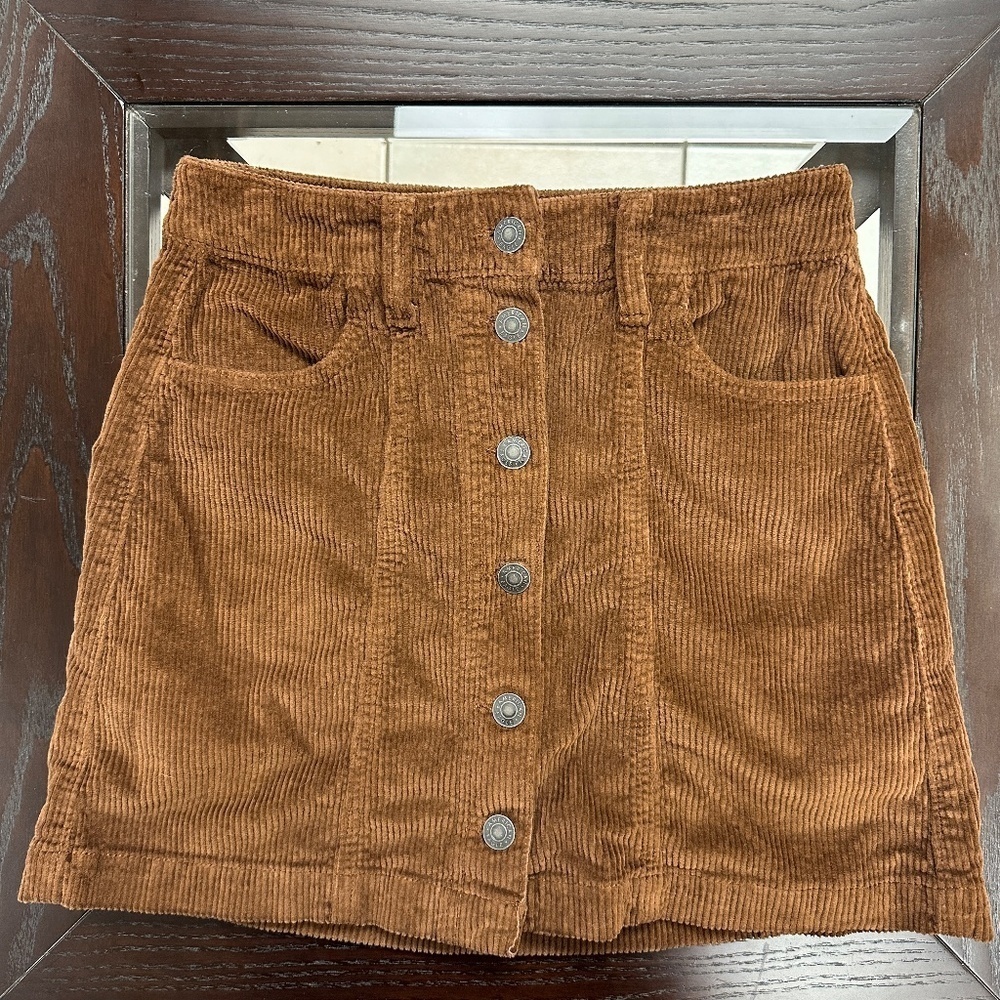 *AMERICAN EAGLE OUTFITTERS* Brown Corduroy Button Skirt Size 0